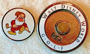 DISNEY GRUMPY MAGNETIC COIN REMOVABLE DOUBLE SIDED GOLF BALL MARKER C16 - Picture 1 of 3