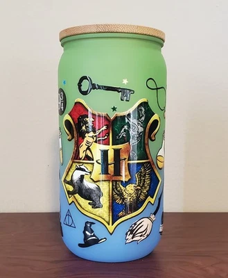 Vaso Harry Potter Diseño Mágico Azul Verde Plástico Ombre Color Vaso 16oz Foto 1 de 3