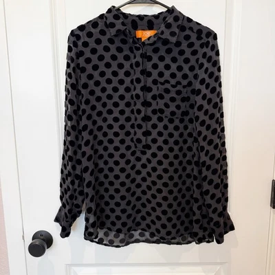 Top Joe Fresh Mujer Terciopelo Burnout Lunares Talla Mediana Oficina Profesional Foto 1 de 4