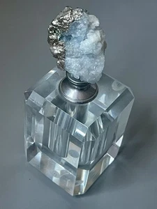 CRYSTAL Parfum Flakon mit Calcit Geode & Silber schönes Geschenk Reg 139 $ - Bild 1 von 10