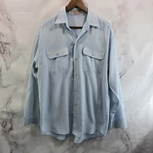 Gallant Hemd Herren groß blau Knopfleiste langarm leicht Vintage 60er 70er - Bild 1 von 14