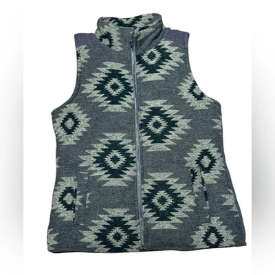 Chaleco acolchado Cruel para mujer gris medio y crema estampado azteca Foto 1 de 4