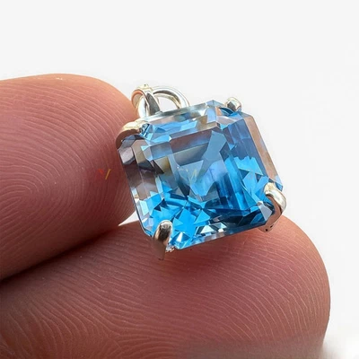 17 Ct Natural Santa Maria Aquamarine Gemstone 925 Silver Pendant Jewellery - Image 1 of 4