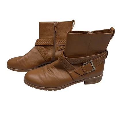 Jack Rogers Eliza Moto Womens 9.5 M Brown Leather Buckle Strap Ankle Boots Boho - Image 1 of 4