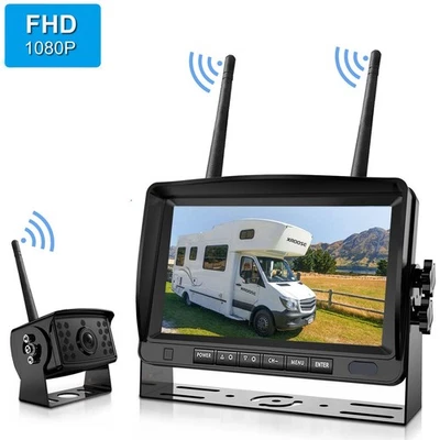 Wireless Camera Reversing Digital Rear View 7" DVR Monitor For RV Truck Caravan - image 1 of 4