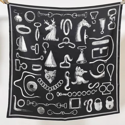 Sallys Heavy 18 Momme Sarga Seda Envolvente Bufanda Estampado Sillín 2 Caras Mantón Cuadrado 35" Foto 1 de 3