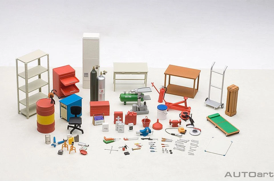 Juego de kit de garaje para réplicas de plástico a escala 1/18 de Autoart Foto 1 de 4
