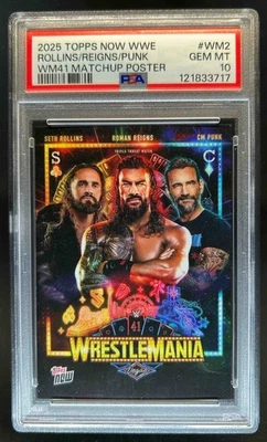 2025 Topps Now WWE Seth Rollins Roman Reigns Punk Poster Moments #WM2 PSA 10 - Image 1 of 2
