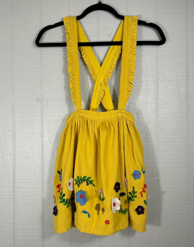 Mini Falda Delantal Boden Amarillo Floral Planta Apliques 9-10 Años Niñas Pana Foto 1 de 4