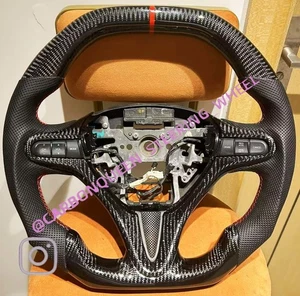 REAL CARBON FIBER STEERING WHEEL FOR HONDA 8TH CIVIC / FLAT TOP STEERING WHEEL - Picture 1 of 6