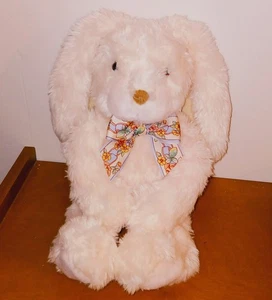 Rare Vintage Gund Lopper #3652 large pink soft fluffy long ears floral bow bunny - Picture 1 of 5