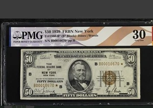 FRBN New York 1880-B* 1929 $50 Brown Jones Woods - Picture 1 of 8