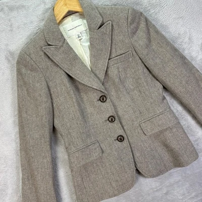 Banana Republic Women 2P Blazer Gray Wool Cashmere Button Back Career Jacket - Image 1 of 4