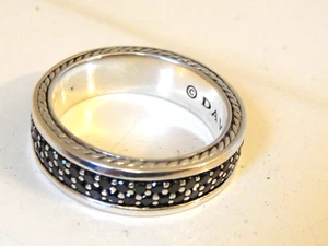 $1950 DAVID YURMAN SS MENS STREAMLINE BLACK DIAMOND RING - Picture 1 of 3