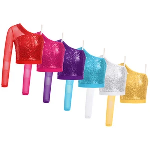Kids Girl's Crop Top Latin Tee Shirt Club Blouse Outdoor Tops Gymnastic Outfits - Picture 1 of 39
