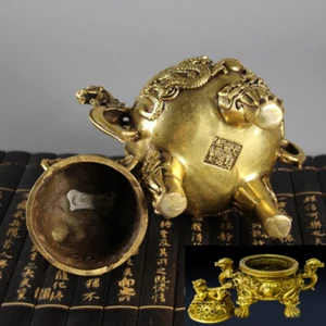 Quemadores de incienso asiáticos antiguos de bronce dragón tigre - Imagen 1 de 6