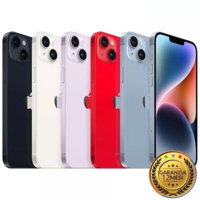 APPLE IPHONE 14 RICONDIZIONATO 128GB ECCELLENTE BIANCO NERO ROSSO PURPLE BLU - Immagine 1 di 3