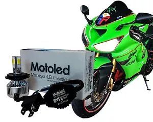 Kit de faros H4 HB2 9003 Hi/Lo doble haz bombilla LED 6000K Harley Kawasaki Yamaha - Imagen 1 de 5
