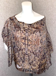MM Couture By Miss Me Women's Off The Shoulder Brown Dress Blouse Size Small EUC - Bild 1 von 6