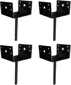 4 Pack 6x5Inch U Shape Fence Post Holder Ground Concrete Post Anchor for Deck - Picture 1 of 1
