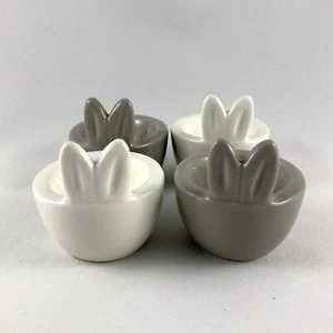 Set of 4 Target Easter Bunny Rabbit Ear Ceramic Egg Cup Holders 2 Gray & 2 White - Picture 1 of 9