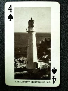 CASTLEPOINT LIGHTHOUSE MAORI NEW ZEALAND REAL PHOTOGRAPH PLAYING CARD SWAP CARD - Picture 1 of 2