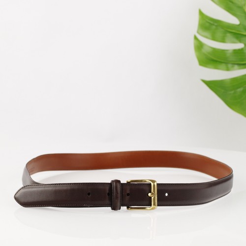 Cintura uomo Coach taglia 38 pelle marrone scuro skinny elegante cintura fibbia punta oro