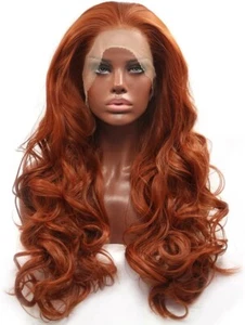 Long Copper Red Synthetic Lace Front Wig Heat Resistant Body Wave Lace - Picture 1 of 5
