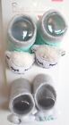 Rising Star Baby Socks 0-12 Month Booties 2 Pack Lamb Clouds Gray Grey White