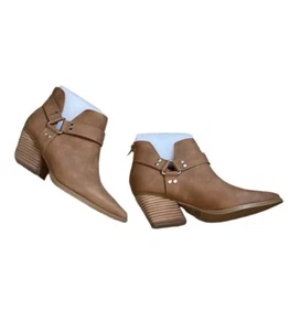 Dolce Vita Tan Suede Pointed Toe Ankle Boot sz 6 Bootie Block Heel Western Shoes - Picture 1 of 9