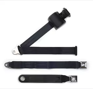 Black Pushbutton Shoulder Safety Belt - Bench Seat RetroBelt Seatbelt Classic - Picture 1 of 3