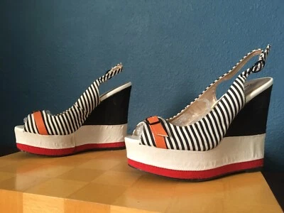 Cuñas Peep Toe plataforma náutica a rayas Qupid 8,0 8 Katrina 44 Foto 1 de 4