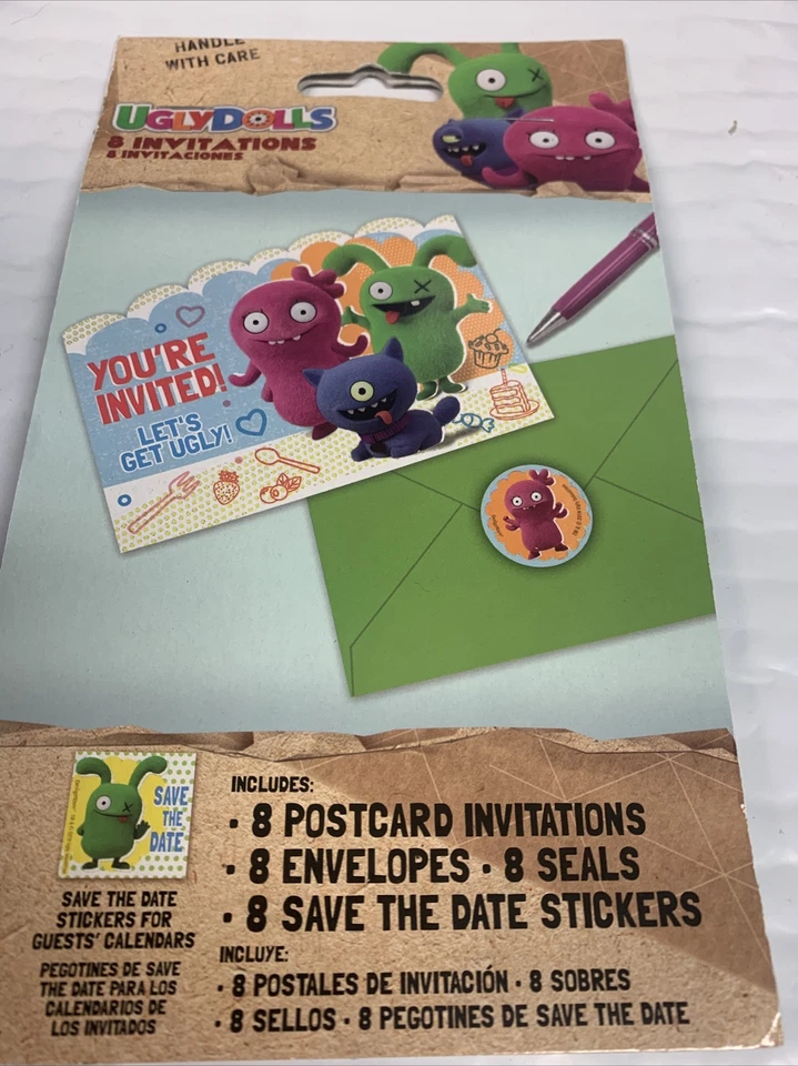 UGLYDOLLS INVITACIONES DE PELÍCULA (8) ~ Suministros de fiesta de cumpleaños Tarjetas de papelería Notas Foto 1 de 1