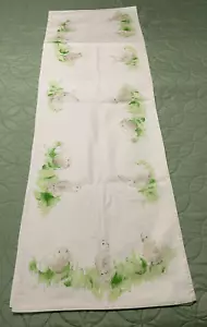 Pottery Barn Hilltop Garden bunny rabbit table runner linen cotton 108" x 18" - Picture 1 of 8