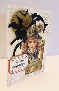 Halloween Handmade OOAK 3D Full Moon You Are So Bewitching Classic Blank Card