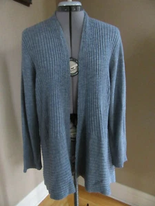 Neu mit Etikett Eileen Fisher offene Strickjacke blau grau gesprenkelt Wolle Seide Leinen Größe XL - Bild 1 von 6
