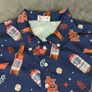 St Louis Cardinals Budweiser Shirt Button Down Stadium Giveaway Blue Men XL - Picture 1 of 10