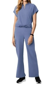 Mandala Periwinkle Dolman Top & Wide-Leg Scrub Set With Tie Waist NWT Large - Picture 1 of 10