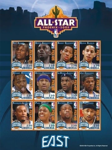 Liberia - NBA 2009 ALL STARS EASTERN CONFERENCE - LeBron James Sheet of 12 - MNH Cover