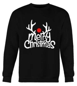 Womens Long Sleeve Merry Christmas Slogan Print Sweatshirt Xmas Printed Jumper - Picture 1 of 2