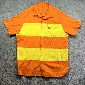 Rocawear Shirt Mens 2XL Orange & Yellow Striped Classic Camp Beach Surfer Ocean - Picture 1 of 11