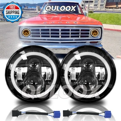 For Dodge D100 D200 D300 Pickup 7inch Round LED Headlight Hi/Lo Sealed Beam DRL Foto 1 de 4