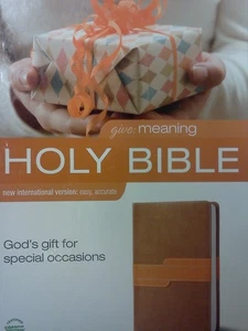 New International Version Give: Meaning Italian Duo-tone, Caramel/ Orange Bi... - Picture 1 of 1