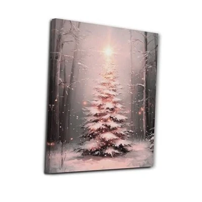  Arte de pared en lienzo de árbol de Navidad rosa enmarcado, arte de pared de lienzo de Navidad-seis Foto 1 de 4