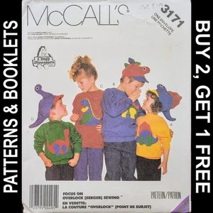 Vtg I. Digg Dinosaurs McCall's Top/Appliques/Hats Pattern #3171 Size S-M-L UNCUT - Picture 1 of 7