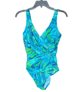 Kirkland by Miraclesuit Size 8 Slimming One Piece Swimsuit Blue Green Sparkle - Picture 1 of 4