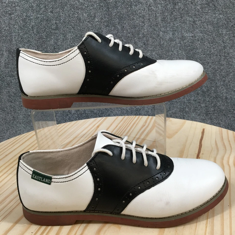 Eastland Shoes Womens 7.5 M Sadie Saddle Oxford White Leather Lace Up Low Top - Image 1 of 4