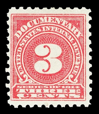 Scott R198 1914 3c SLW Documentary Revenue Mint F-VF OG HR Cat $125 - Image 1 of 3