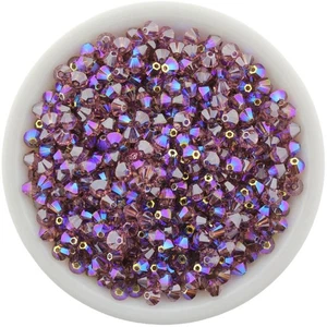 Swarovski Bicones, Light Rose Satin AB, 4mm Bicones #5328 XILION 36 Pieces - Picture 1 of 2