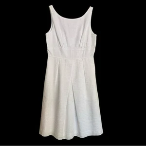 Abito donna J Crew bianco cotone testurizzato foderato zip posteriore taglia 4 nuovo con etichetta - Foto 1 di 15